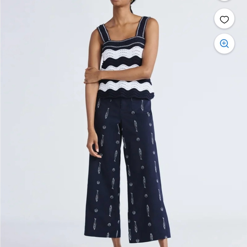 Free Assembly Navy Chino Pants with Fish and Seashell embroidery - Picture 2 of 12